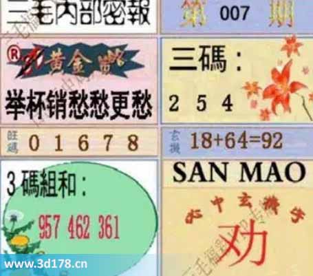 3d第2026007期三毛内部密报图三码推荐:245