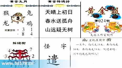 3d第2026024黄金报尾数推荐:双48