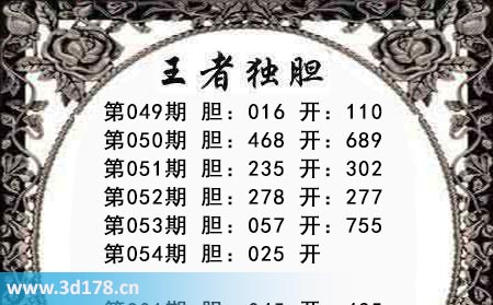 3d第2026054期王者三胆今日推荐：025