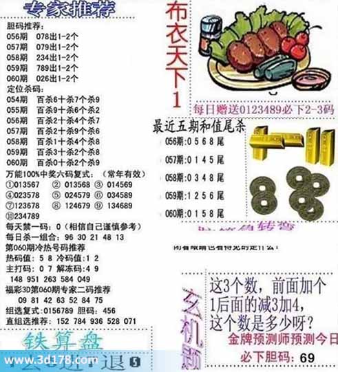 3d布衣天下第2026060期百位杀一码：0