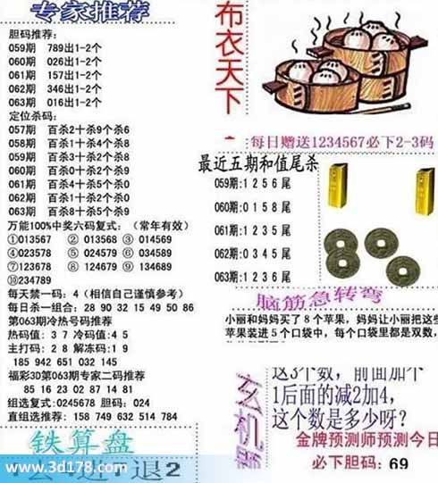 3d布衣天下第2026063期个位杀一码：9