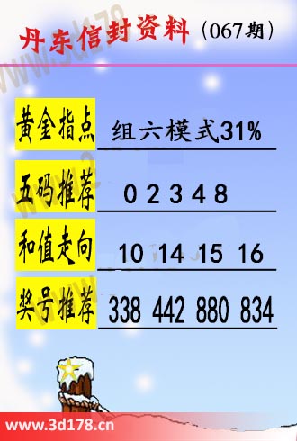 丹东信封资料图3d第2026067期五码推荐：02348