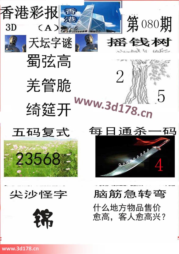 香港彩报3d第2026080期天坛字谜：蜀弦高