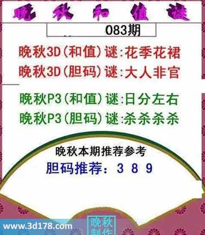 3d红五晚秋图第2026083期胆码谜：大人非官