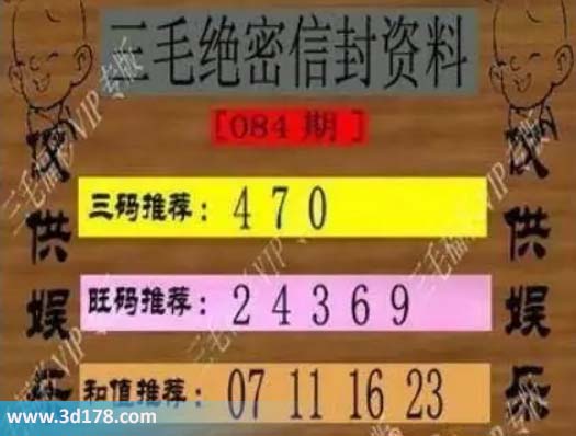3d第2026084毛绝密信封资料图胆码推荐：047