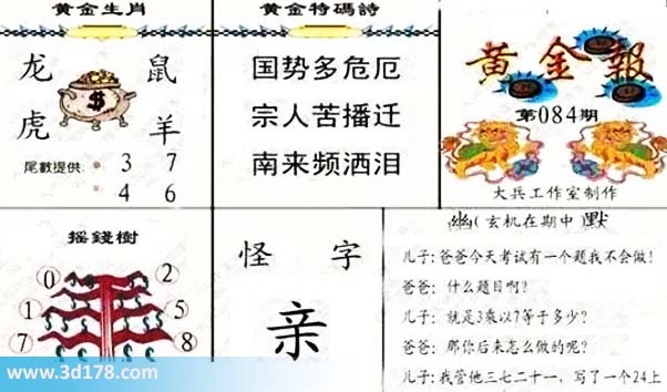 3d第2026084黄金报尾数推荐：双46