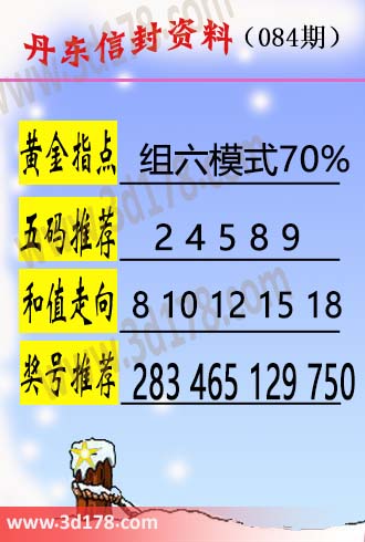 丹东信封资料图3d第2026084期五码推荐：24589