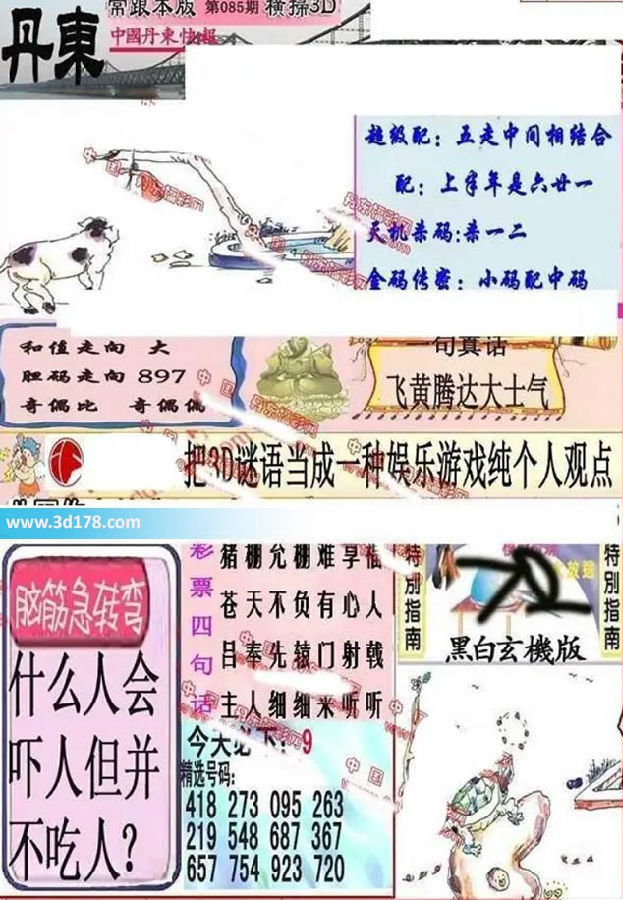 3d第2026085期丹东快报图胆码走向：897