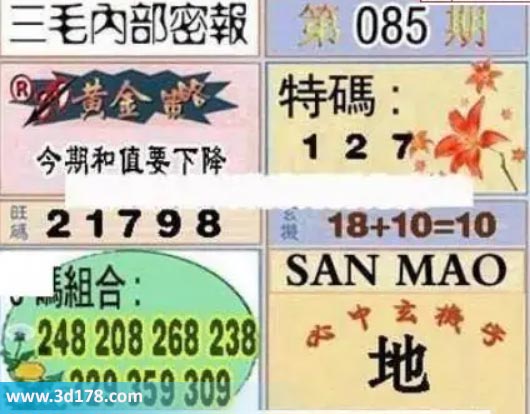 3d第2026085期三毛内部密报图三码推荐：127