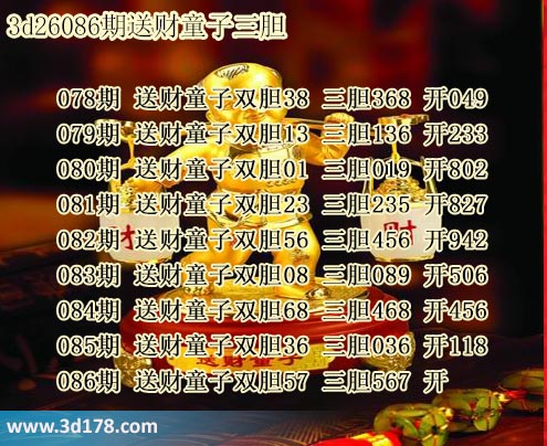 3d送财童子图第2026086期推荐：三胆567
