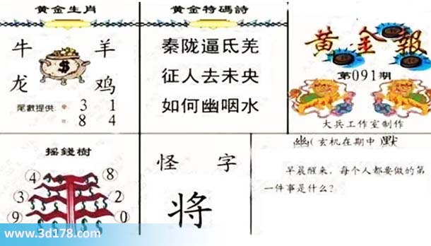 3d第2026091黄金报尾数推荐：单13