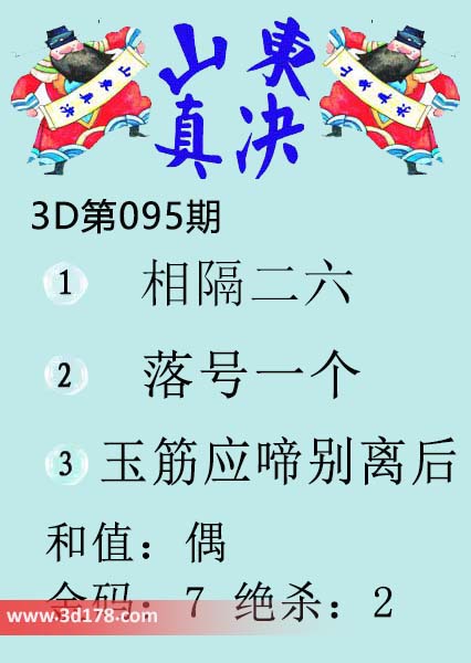 3d山东真诀图第2026095期金码:7