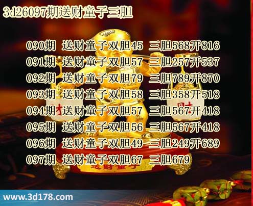 3d送财童子图第2026097期推荐：三胆679