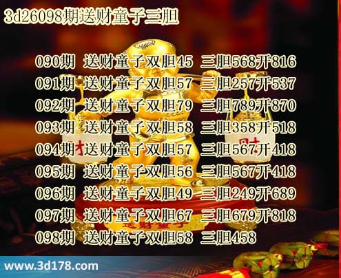 3d送财童子图第2026098期推荐：三胆458
