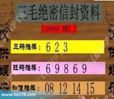 3d第2026099毛绝密信封资料图胆码推荐：236