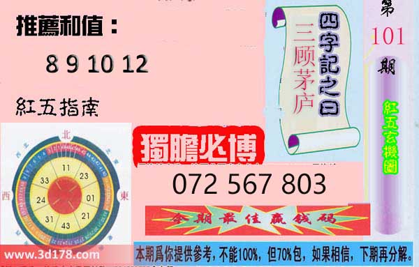 第2026101期3d红五玄机图四字记之曰：三顾茅庐