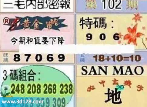 3d第2026102期三毛内部密报图三码推荐：359