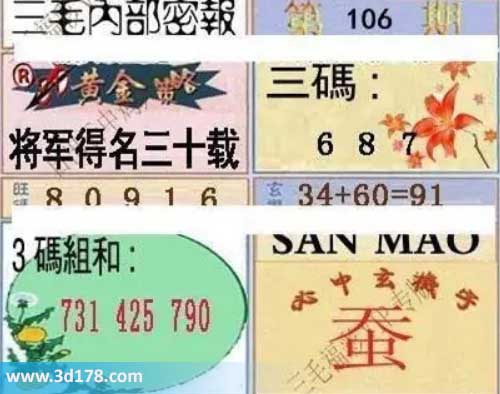 3d第2026106期三毛内部密报图三码推荐：678