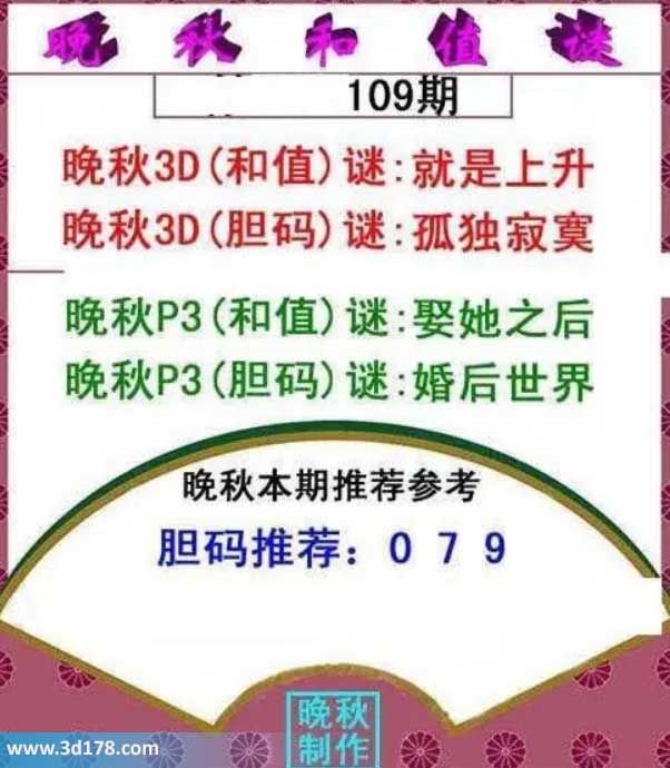 3d红五晚秋图第2026109期胆码谜：孤独寂寞