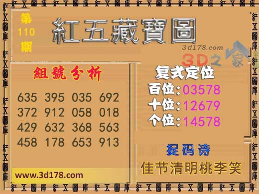 3d第2026111红五藏宝图捉码诗：佳节清明桃李笑