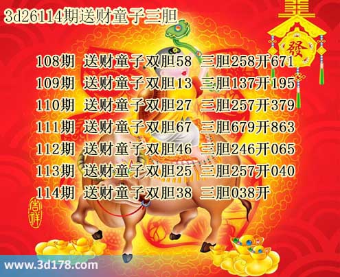 3d送财童子图第2026114期推荐：三胆038
