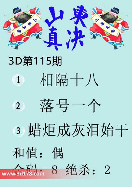 3d山东真诀图第2026115期绝杀：2
