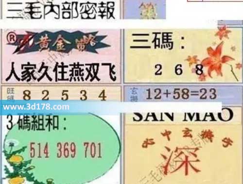 3d第2026116期三毛内部密报图三码推荐：268