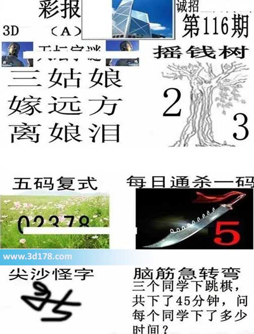 香港彩报3d第2026116期杀一码：5