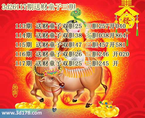 3d送财童子图第2026117期推荐：三胆247