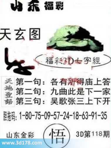 3d第2026118期丹东天玄图第三句：吴歌张三上下开