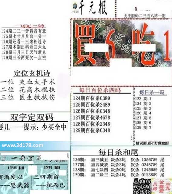 布衣千元报3d第2026129期每日杀一码：2