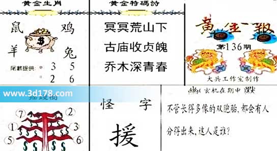 3d第2026136黄金报尾数推荐：单数看3 5