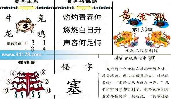 3d第2026139黄金报尾数推荐：双数看48