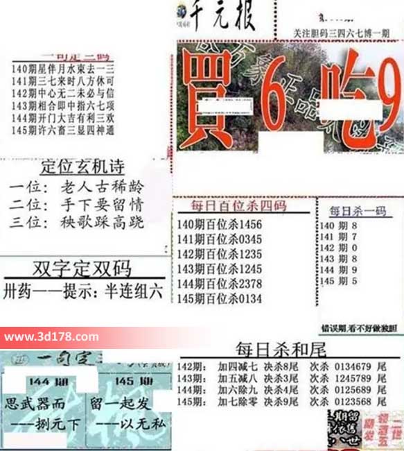 布衣千元报3d第2026145期每日杀一码：5