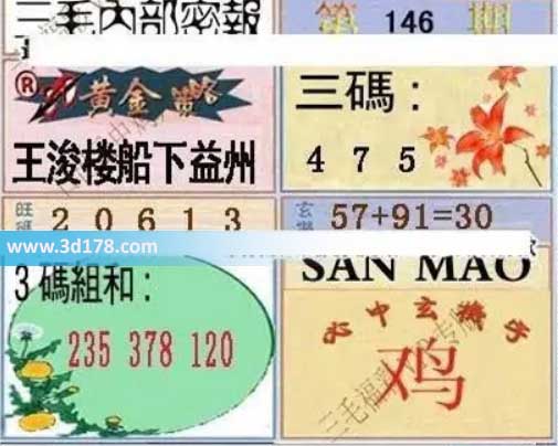 3d第2026146期三毛内部密报图三码推荐：457