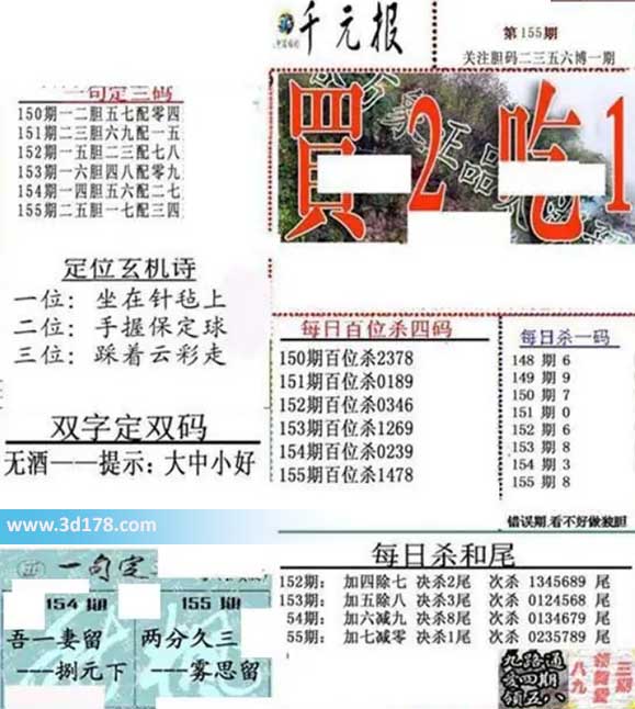 布衣千元报3d第2026155期每日杀一码：8