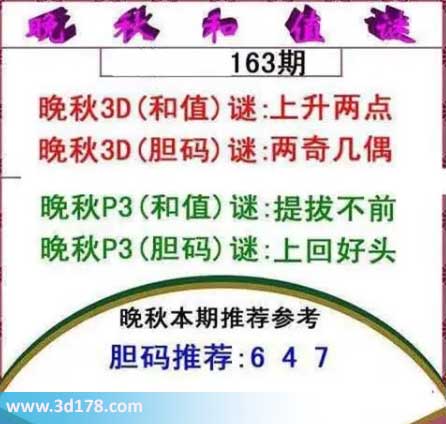 3d红五晚秋图第2026163期胆码谜:两奇几偶