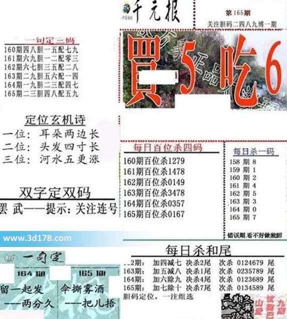 布衣千元报3d第2026165期每日杀一码：7