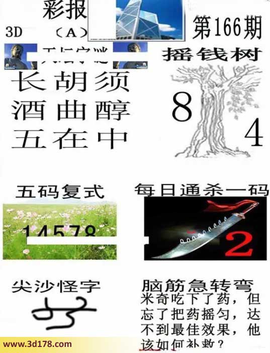香港彩报3d第2026166期杀一码：2