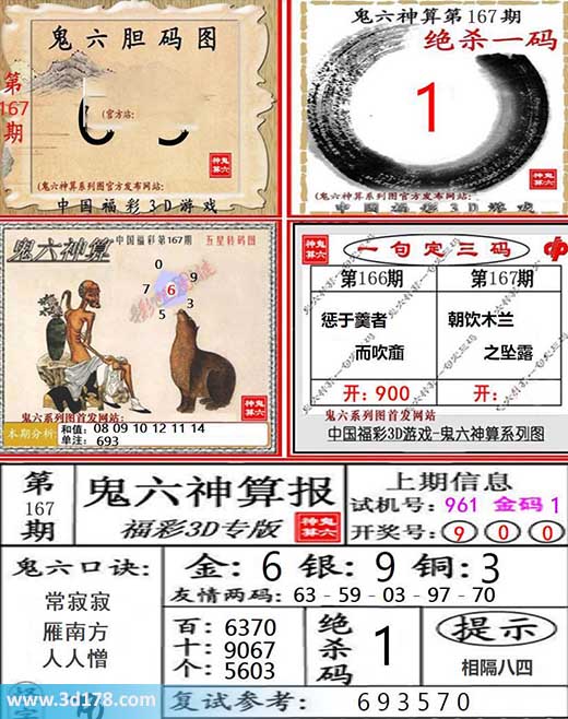 3d第2026167期鬼六神算系列图