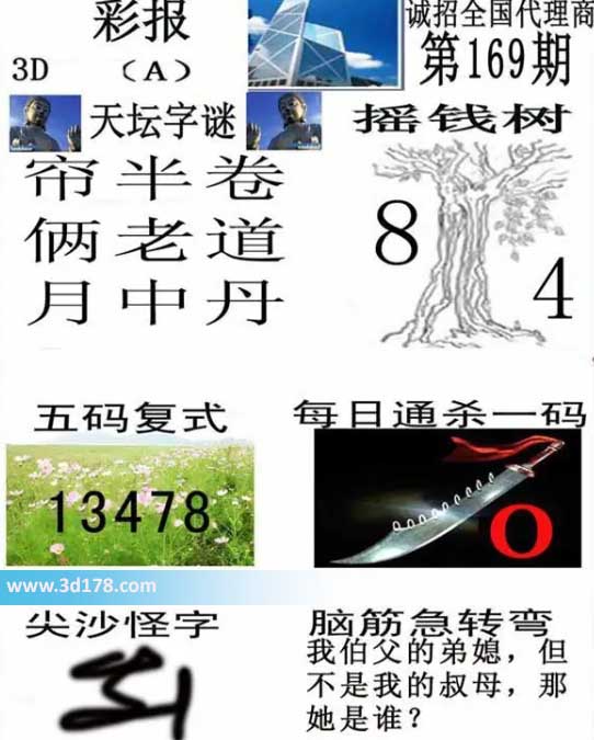 香港彩报3d第2026169期杀一码：5