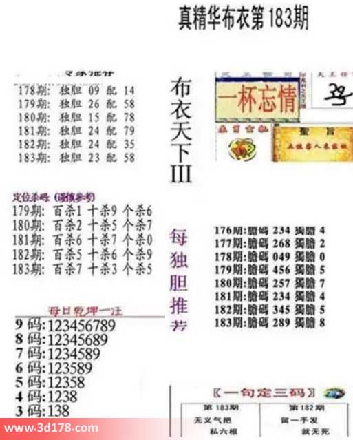 真精华布衣第2026183期推荐三码:138