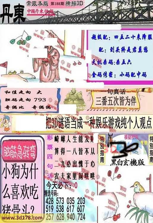 3d第2026188期丹东快报图三胆推荐：793