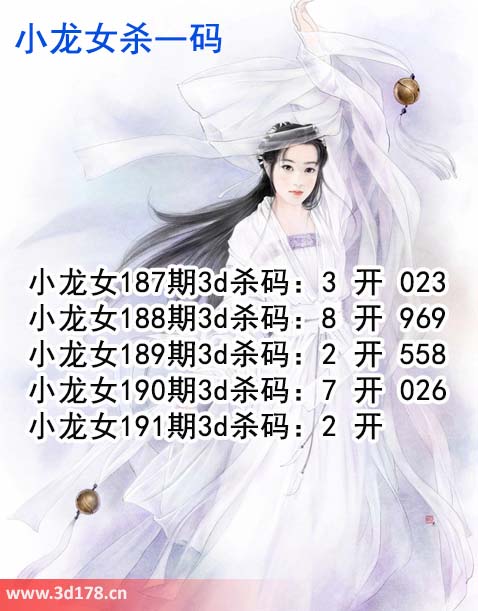 小龙女3d第2026191期杀码图推荐:杀一码2