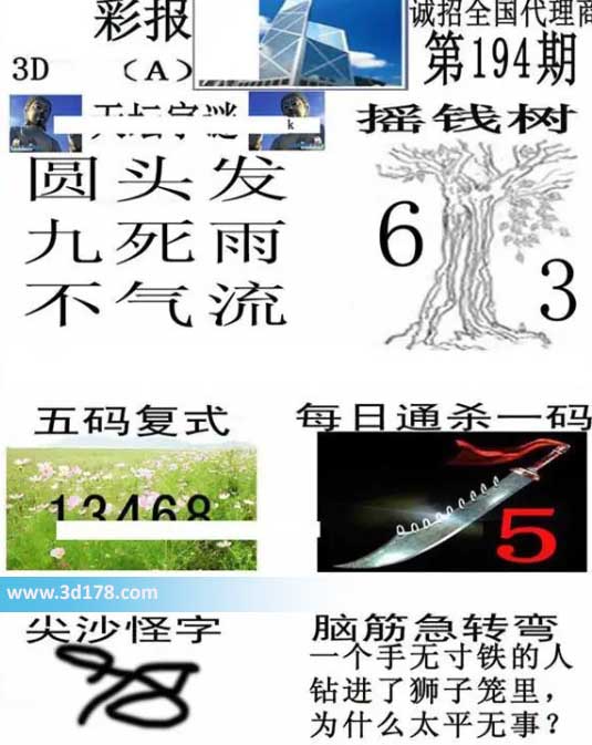 香港彩报3d第2026194期杀一码:5