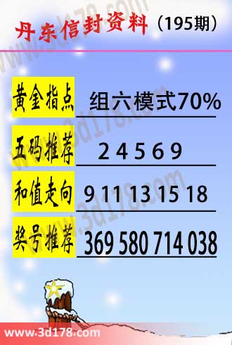 丹东信封资料图3d第2026195期五码推荐：24569