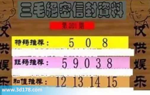 3d第2026201三毛绝密信封资料图胆码推荐:058