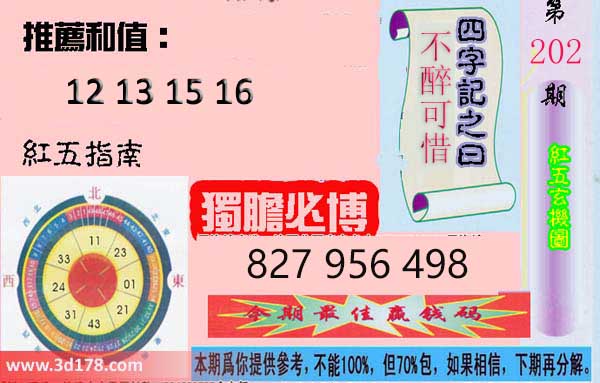 3d红五玄机图第2026202期四字记之曰:不醉可惜