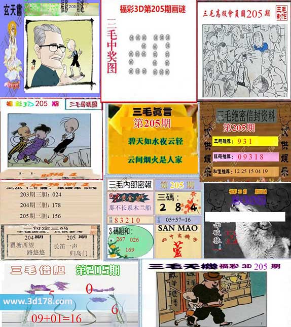 三毛图库3d第2026205期三毛综合版:三码139