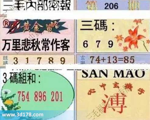 3d第2026206期三毛内部密报图三码推荐:679